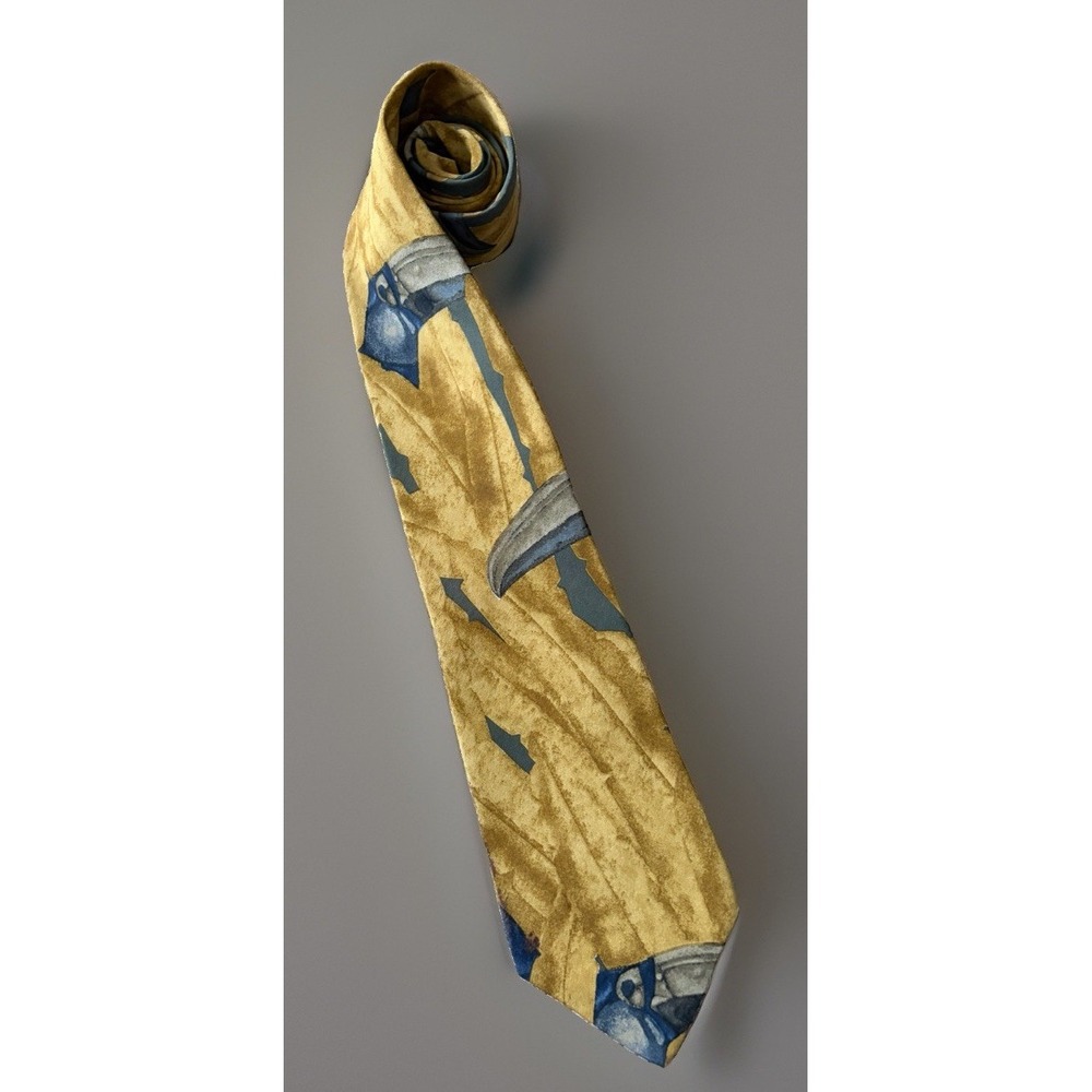 Bolgheri Neckwear Tie Brown Gray Blue Abstract Silk Made In Italy JBHS